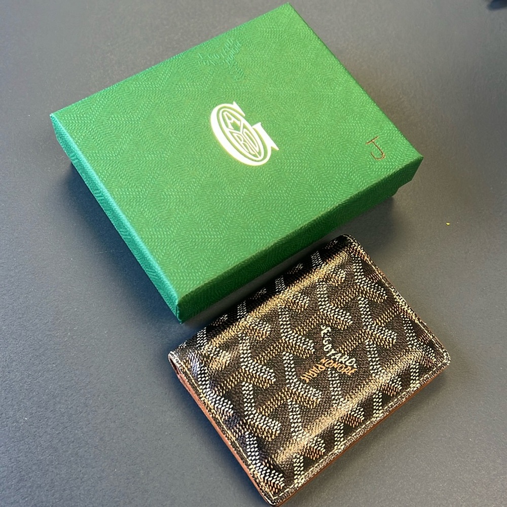 Authentic Goyard Saint Marc Card Case Wallet Black/Brown